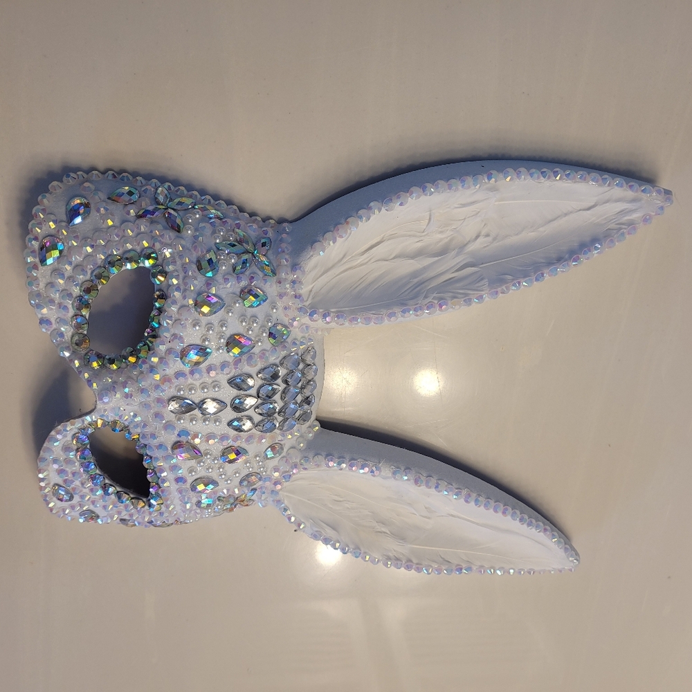 Bunny Bling Mask Dazzling Acrylic Pearls & Crystals - Picture 6 of 16